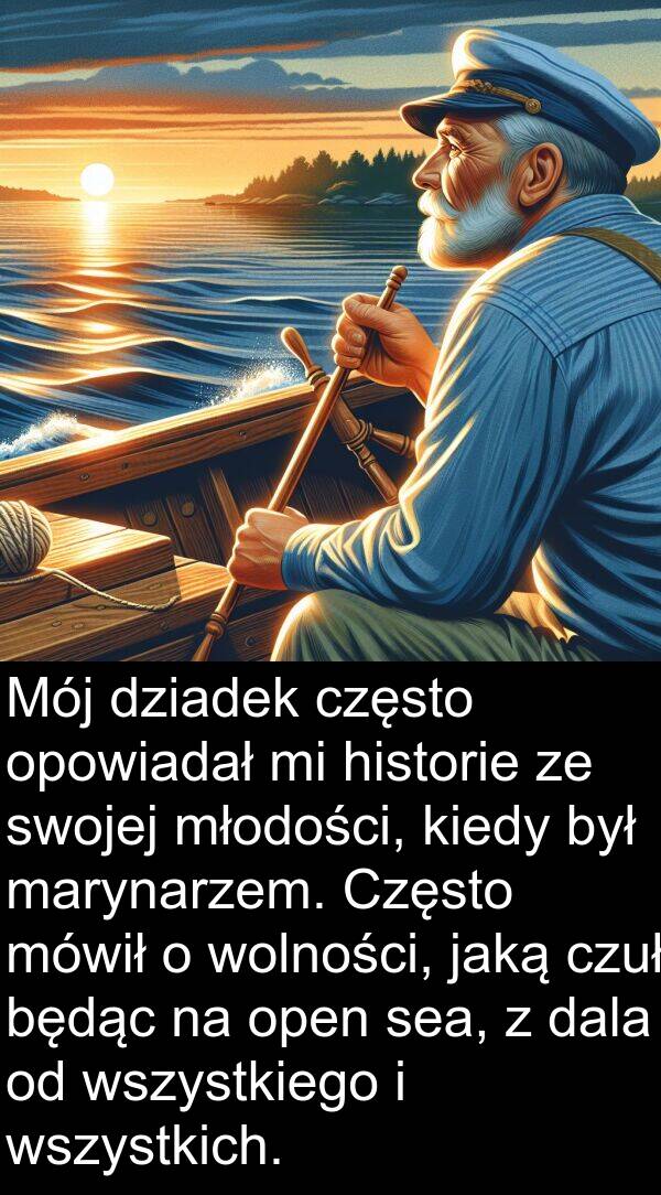 jaką: Mój dziadek często opowiadał mi historie ze swojej młodości, kiedy był marynarzem. Często mówił o wolności, jaką czuł będąc na open sea, z dala od wszystkiego i wszystkich.