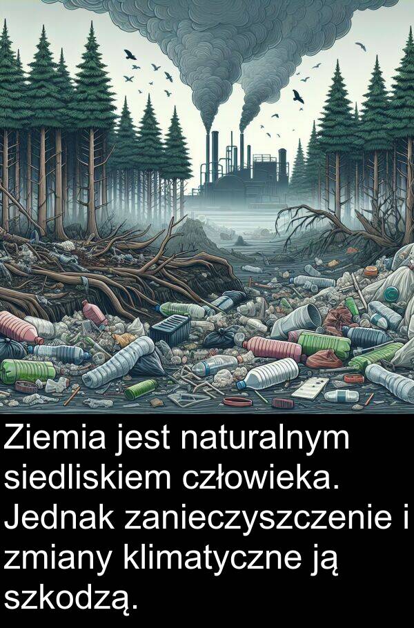 zmiany: Ziemia jest naturalnym siedliskiem człowieka. Jednak zanieczyszczenie i zmiany klimatyczne ją szkodzą.