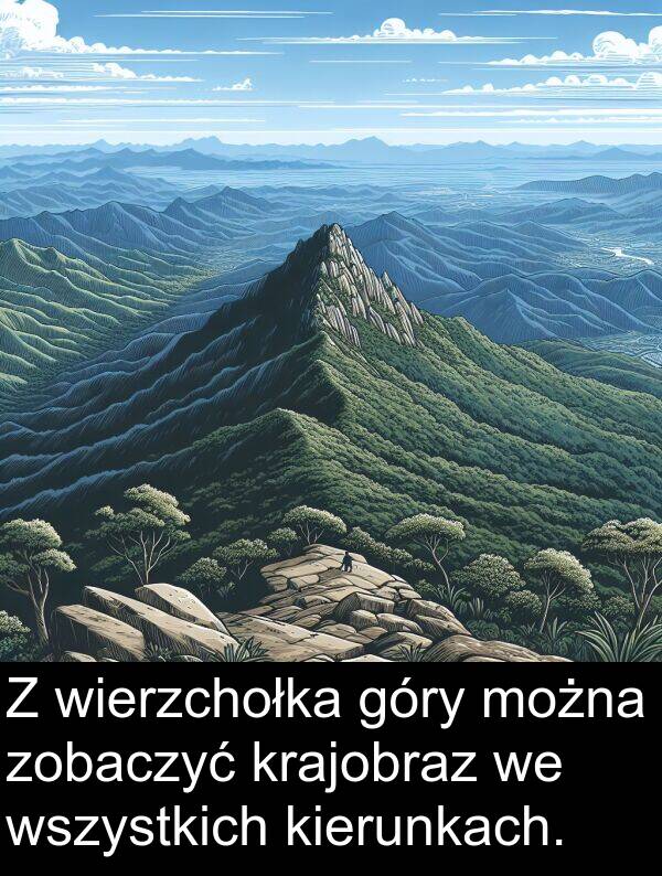 zobaczyć: Z wierzchołka góry można zobaczyć krajobraz we wszystkich kierunkach.