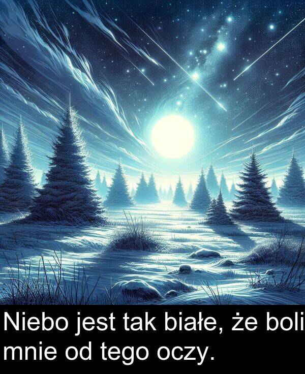 tak: Niebo jest tak białe, że boli mnie od tego oczy.