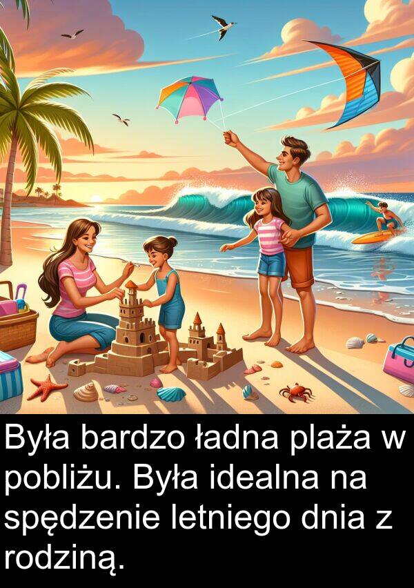 ładna: Była bardzo ładna plaża w pobliżu. Była idealna na spędzenie letniego dnia z rodziną.