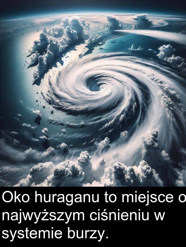 huraganu: Oko huraganu to miejsce o najwyższym ciśnieniu w systemie burzy.