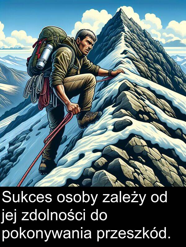 przeszkód: Sukces osoby zależy od jej zdolności do pokonywania przeszkód.