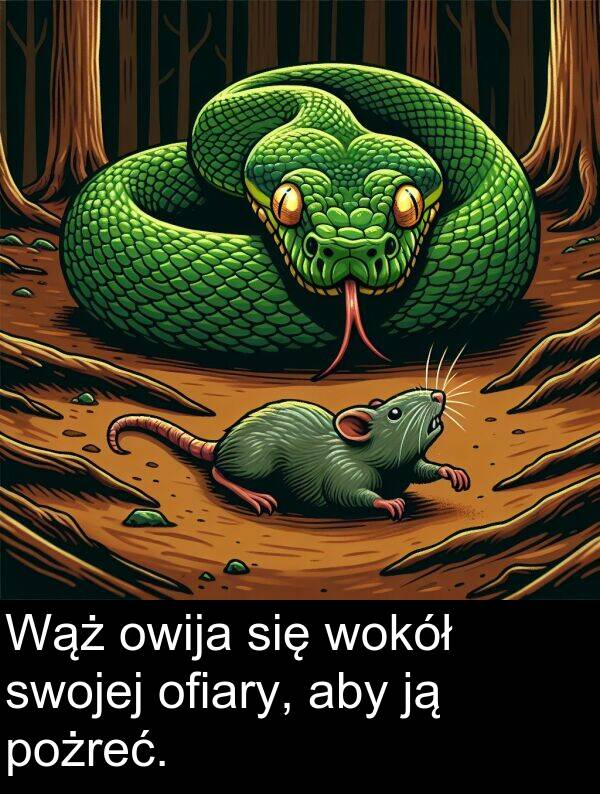 pożreć: Wąż owija się wokół swojej ofiary, aby ją pożreć.