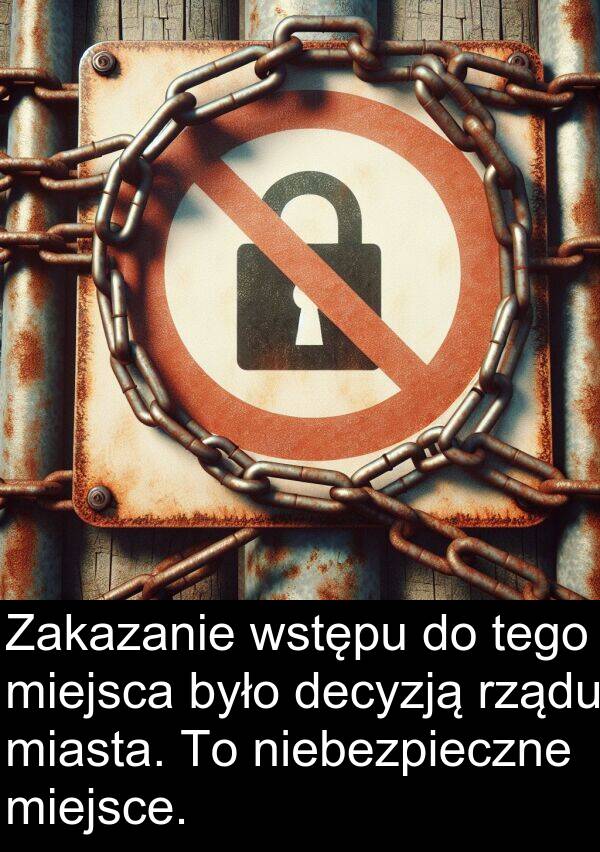 wstępu: Zakazanie wstępu do tego miejsca było decyzją rządu miasta. To niebezpieczne miejsce.