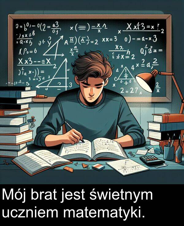 matematyki: Mój brat jest świetnym uczniem matematyki.
