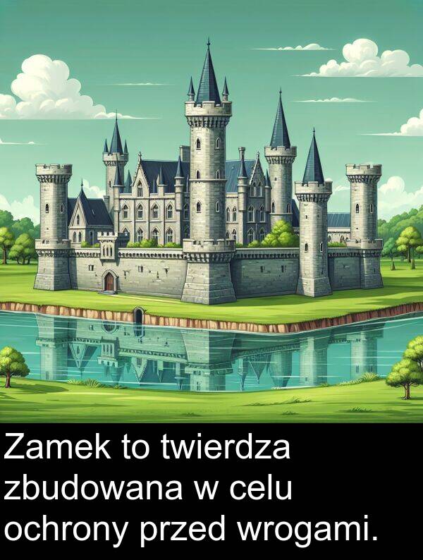 przed: Zamek to twierdza zbudowana w celu ochrony przed wrogami.