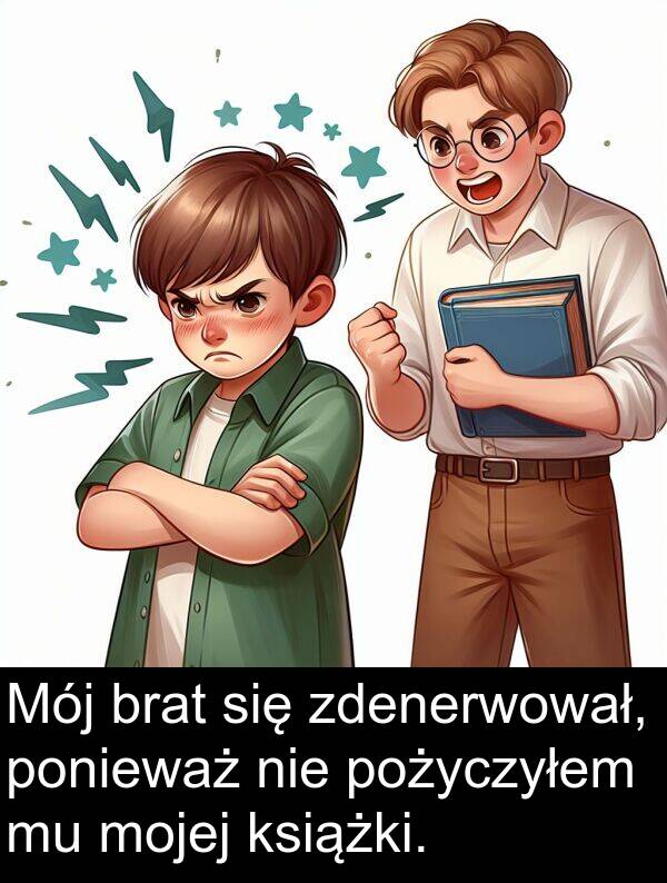 pożyczyłem: Mój brat się zdenerwował, ponieważ nie pożyczyłem mu mojej książki.