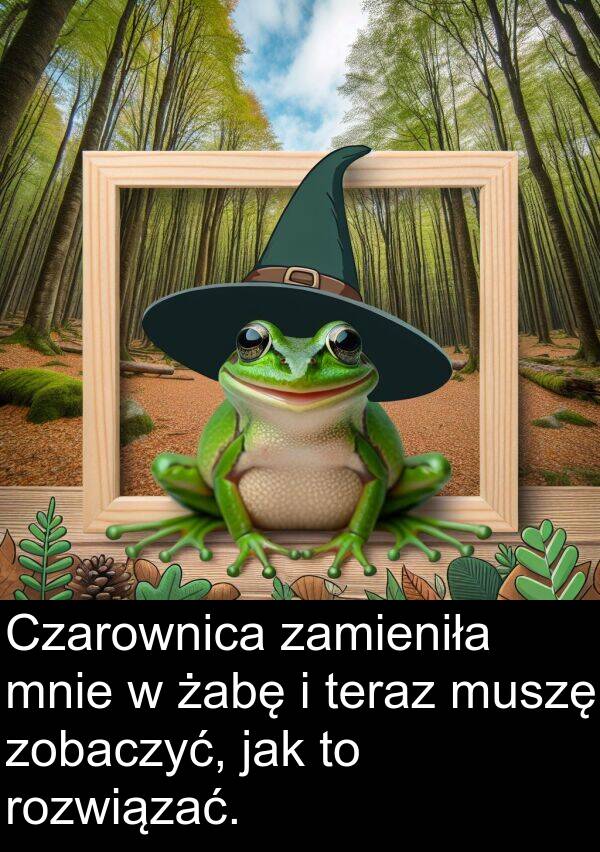 zobaczyć: Czarownica zamieniła mnie w żabę i teraz muszę zobaczyć, jak to rozwiązać.