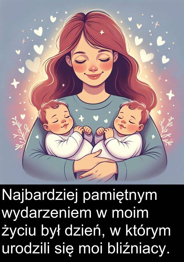 życiu: Najbardziej pamiętnym wydarzeniem w moim życiu był dzień, w którym urodzili się moi bliźniacy.