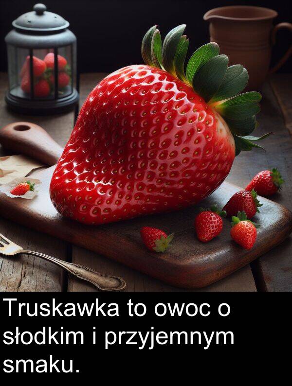 przyjemnym: Truskawka to owoc o słodkim i przyjemnym smaku.