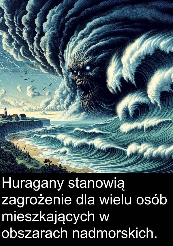 zagrożenie: Huragany stanowią zagrożenie dla wielu osób mieszkających w obszarach nadmorskich.