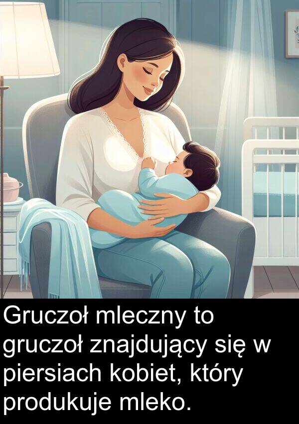 piersiach: Gruczoł mleczny to gruczoł znajdujący się w piersiach kobiet, który produkuje mleko.