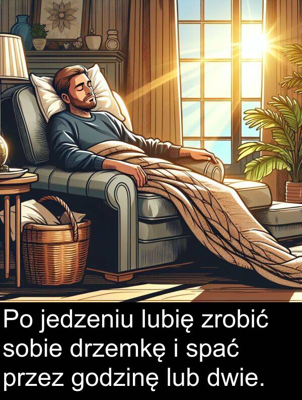 zrobić: Po jedzeniu lubię zrobić sobie drzemkę i spać przez godzinę lub dwie.