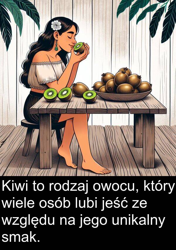 względu: Kiwi to rodzaj owocu, który wiele osób lubi jeść ze względu na jego unikalny smak.