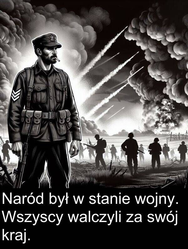 walczyli: Naród był w stanie wojny. Wszyscy walczyli za swój kraj.