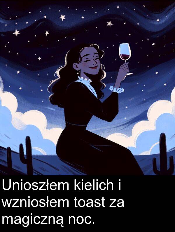 magiczną: Unioszłem kielich i wzniosłem toast za magiczną noc.