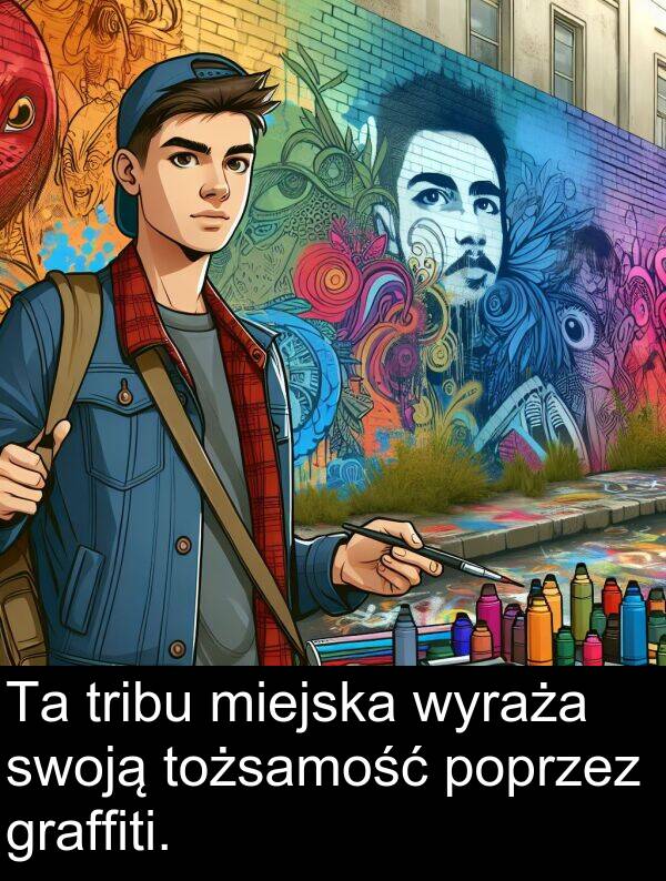 tożsamość: Ta tribu miejska wyraża swoją tożsamość poprzez graffiti.