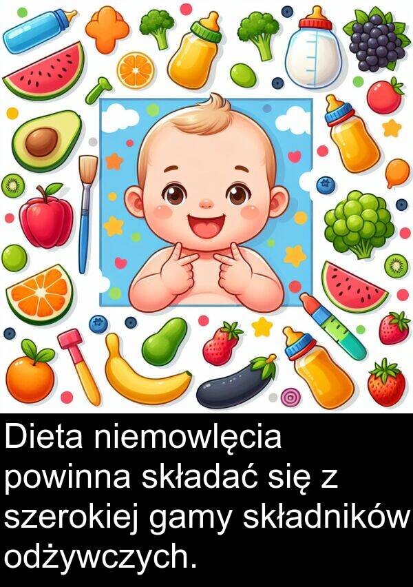 powinna: Dieta niemowlęcia powinna składać się z szerokiej gamy składników odżywczych.