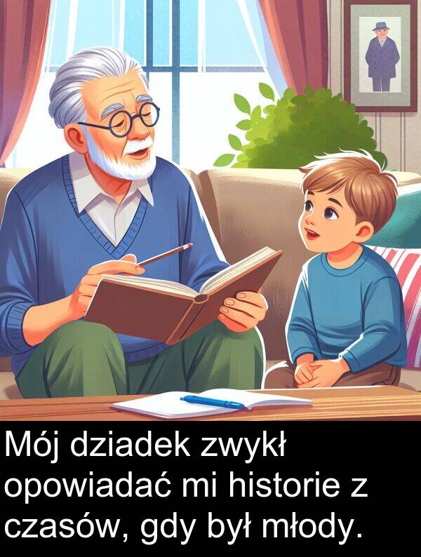 zwykł: Mój dziadek zwykł opowiadać mi historie z czasów, gdy był młody.
