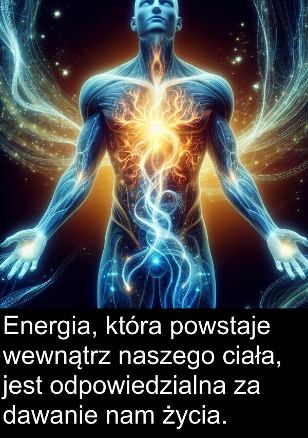 powstaje: Energia, która powstaje wewnątrz naszego ciała, jest odpowiedzialna za dawanie nam życia.