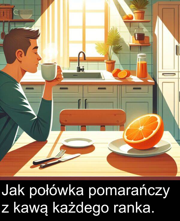 połówka: Jak połówka pomarańczy z kawą każdego ranka.