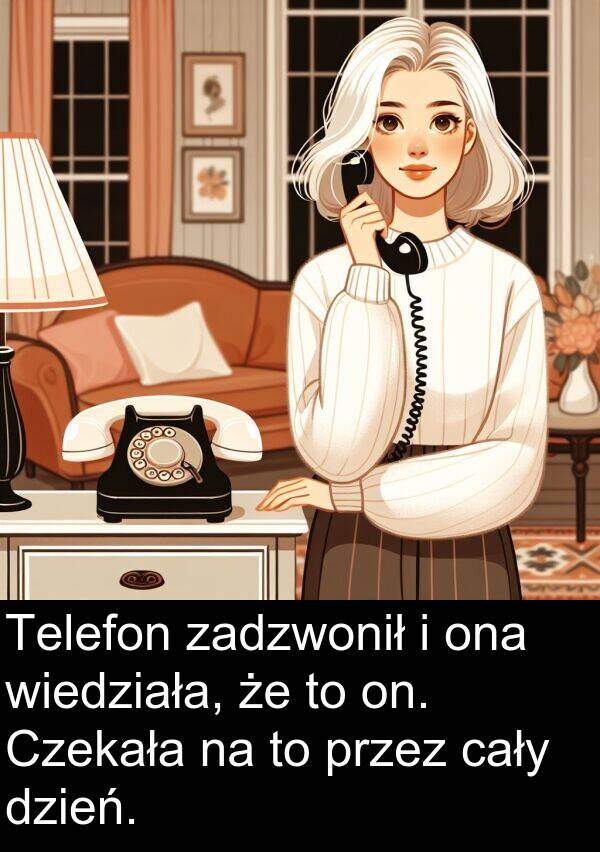 zadzwonił: Telefon zadzwonił i ona wiedziała, że to on. Czekała na to przez cały dzień.