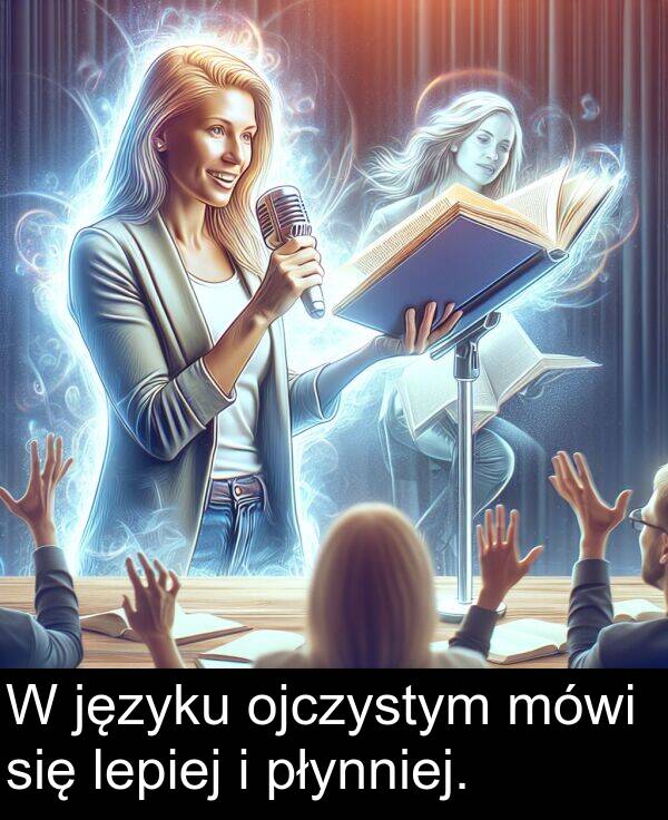 płynniej: W języku ojczystym mówi się lepiej i płynniej.