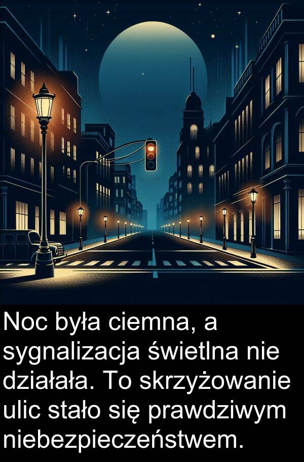 prawdziwym: Noc była ciemna, a sygnalizacja świetlna nie działała. To skrzyżowanie ulic stało się prawdziwym niebezpieczeństwem.