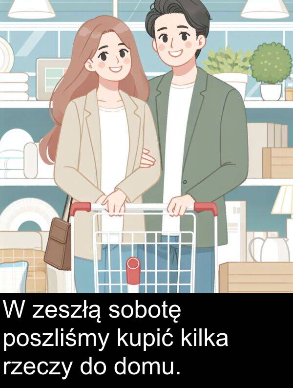zeszłą: W zeszłą sobotę poszliśmy kupić kilka rzeczy do domu.