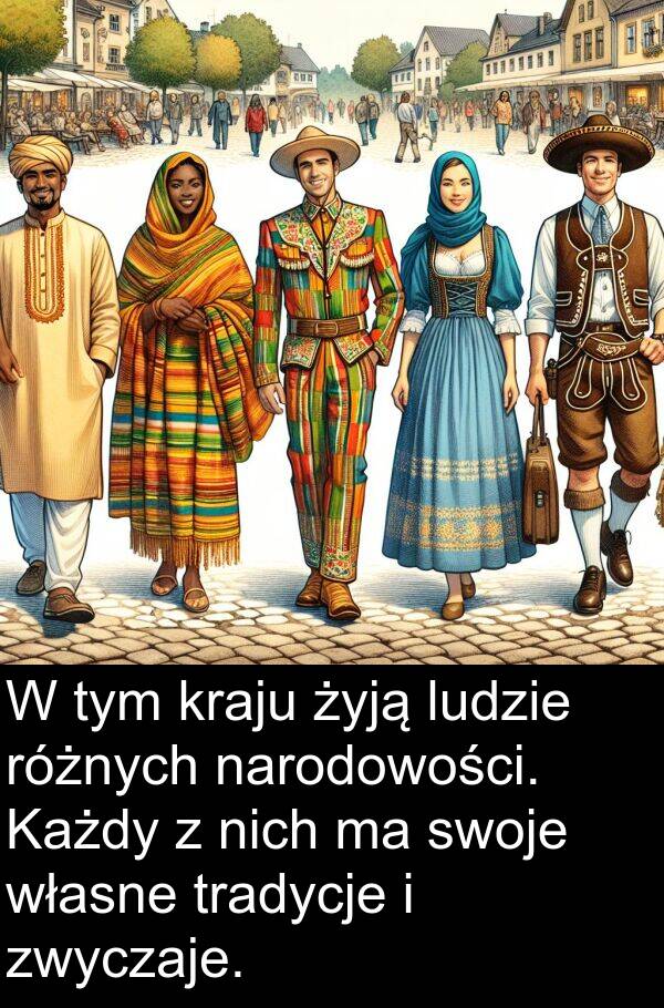 zwyczaje: W tym kraju żyją ludzie różnych narodowości. Każdy z nich ma swoje własne tradycje i zwyczaje.