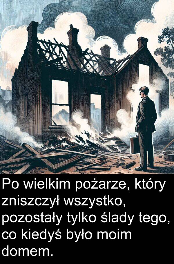 pozostały: Po wielkim pożarze, który zniszczył wszystko, pozostały tylko ślady tego, co kiedyś było moim domem.