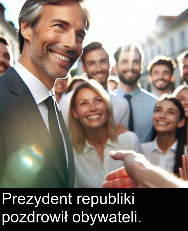 obywateli: Prezydent republiki pozdrowił obywateli.