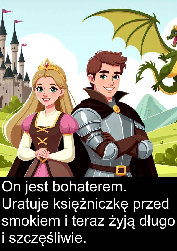 żyją: On jest bohaterem. Uratuje księżniczkę przed smokiem i teraz żyją długo i szczęśliwie.