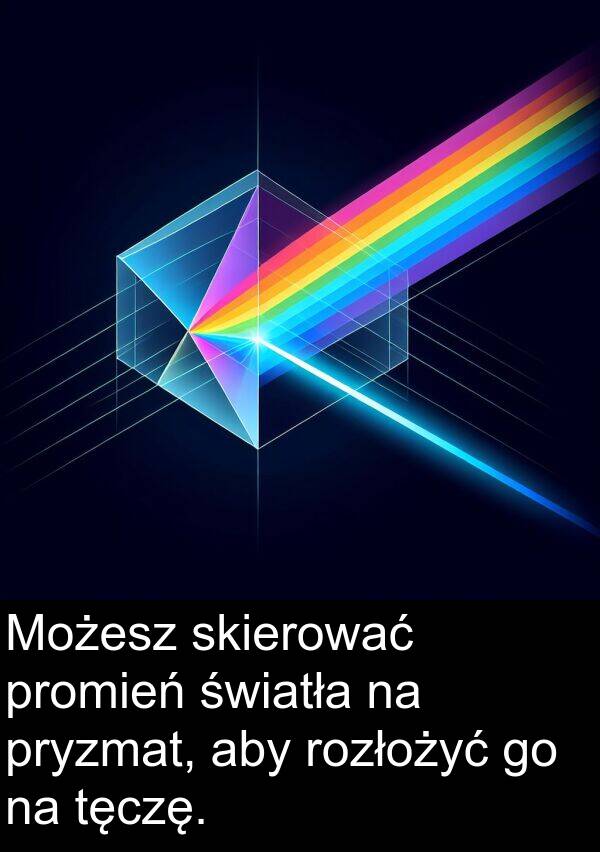 pryzmat: Możesz skierować promień światła na pryzmat, aby rozłożyć go na tęczę.