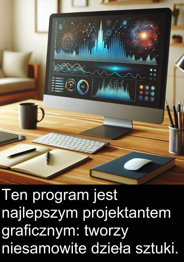 program: Ten program jest najlepszym projektantem graficznym: tworzy niesamowite dzieła sztuki.