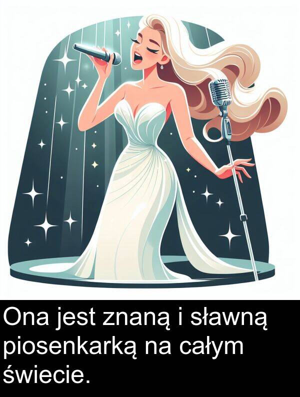 piosenkarką: Ona jest znaną i sławną piosenkarką na całym świecie.