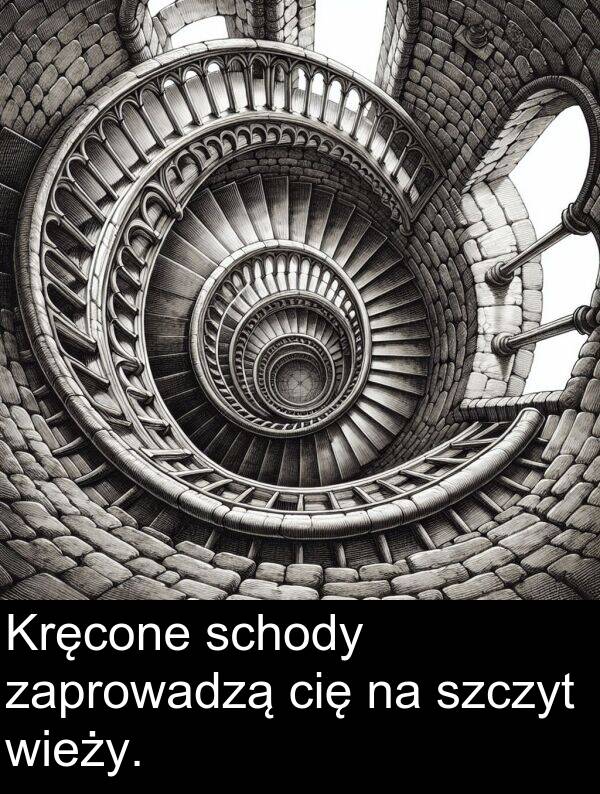 wieży: Kręcone schody zaprowadzą cię na szczyt wieży.