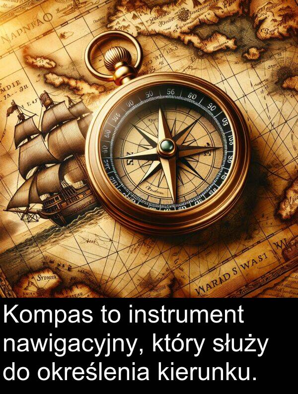 określenia: Kompas to instrument nawigacyjny, który służy do określenia kierunku.
