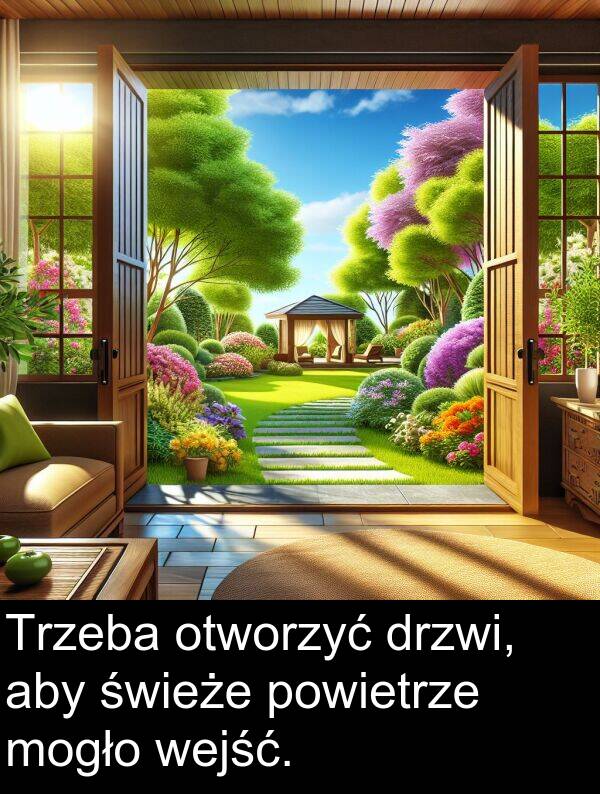 powietrze: Trzeba otworzyć drzwi, aby świeże powietrze mogło wejść.
