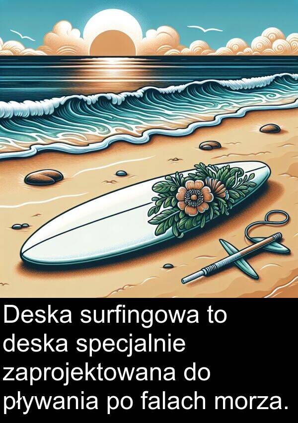 pływania: Deska surfingowa to deska specjalnie zaprojektowana do pływania po falach morza.