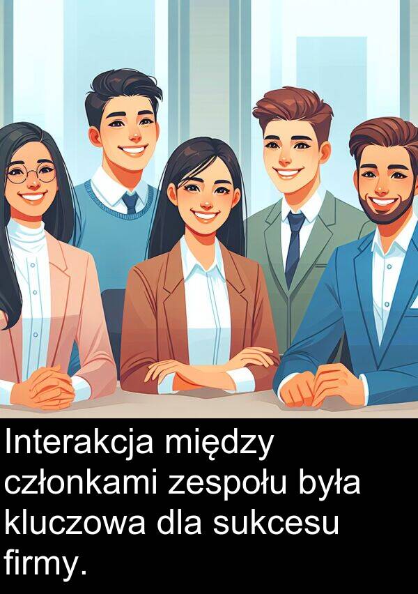 firmy: Interakcja między członkami zespołu była kluczowa dla sukcesu firmy.