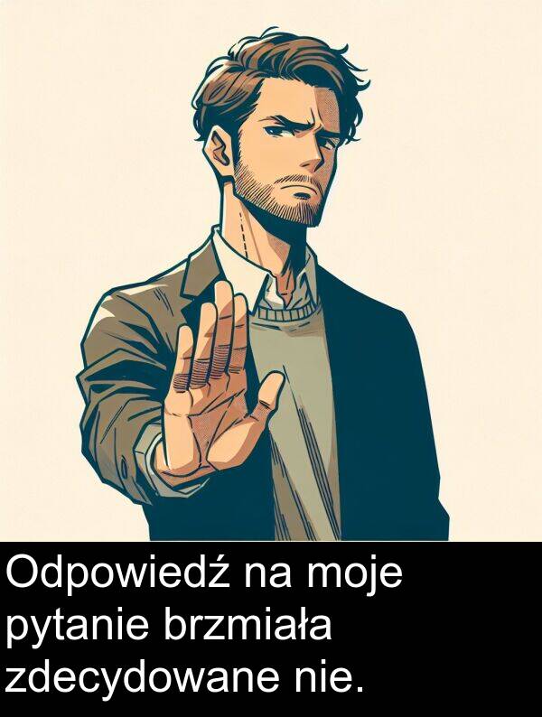 pytanie: Odpowiedź na moje pytanie brzmiała zdecydowane nie.