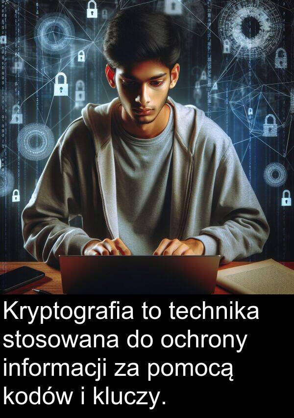 informacji: Kryptografia to technika stosowana do ochrony informacji za pomocą kodów i kluczy.