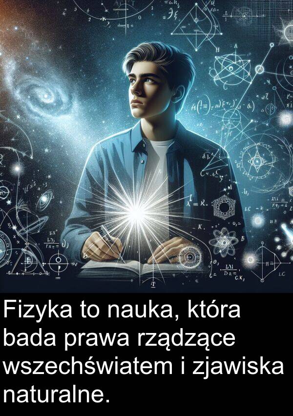 prawa: Fizyka to nauka, która bada prawa rządzące wszechświatem i zjawiska naturalne.