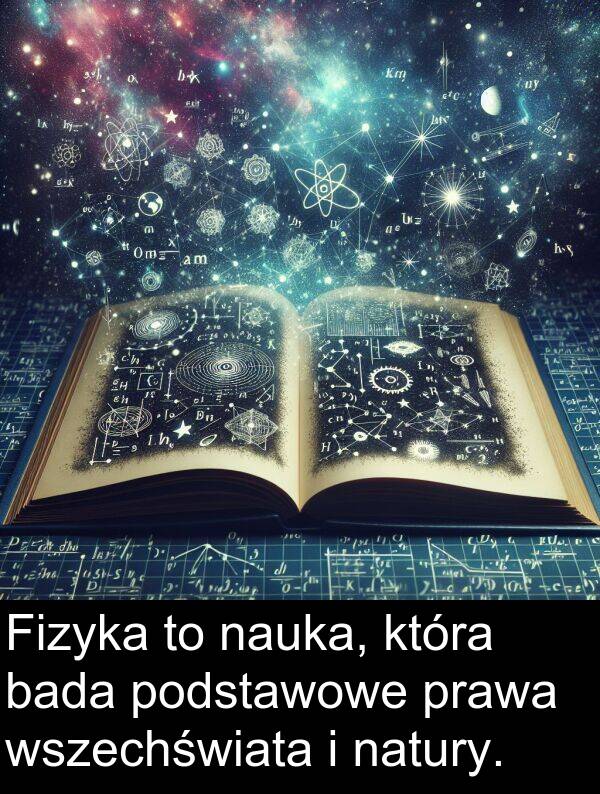 prawa: Fizyka to nauka, która bada podstawowe prawa wszechświata i natury.