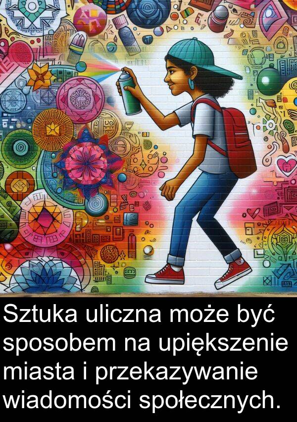 przekazywanie: Sztuka uliczna może być sposobem na upiększenie miasta i przekazywanie wiadomości społecznych.