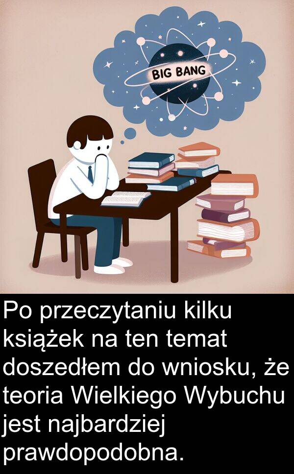 przeczytaniu: Po przeczytaniu kilku książek na ten temat doszedłem do wniosku, że teoria Wielkiego Wybuchu jest najbardziej prawdopodobna.