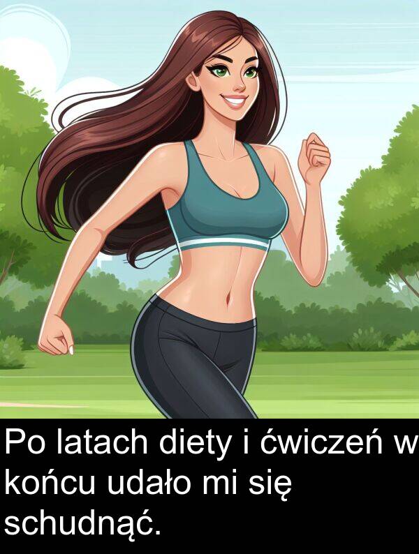 ćwiczeń: Po latach diety i ćwiczeń w końcu udało mi się schudnąć.