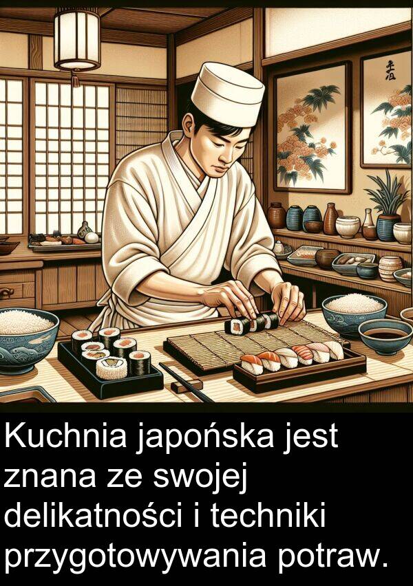 przygotowywania: Kuchnia japońska jest znana ze swojej delikatności i techniki przygotowywania potraw.